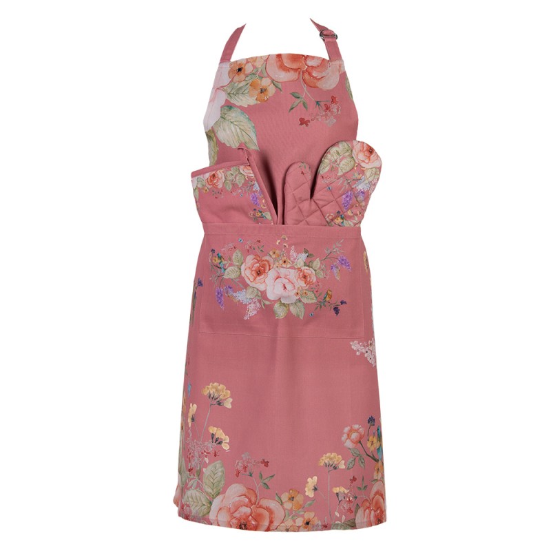 Clayre & Eef Presina da forno 18x30 cm Rosa Cotone Fiori