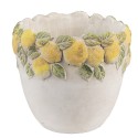 Clayre & Eef Planter Ø 14x12 cm White Yellow Stone Lemons