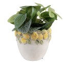 Clayre & Eef Planter Ø 14x12 cm White Yellow Stone Lemons