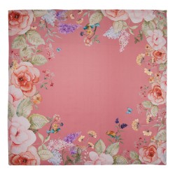 Clayre & Eef Nappe 100x100 cm Rose Coton Carré Fleurs
