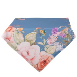 Clayre & Eef Tafelkleed 100x100 cm Blauw Katoen Vierkant Bloemen