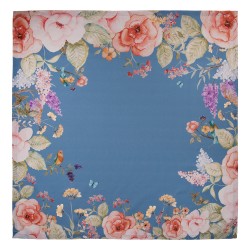 Clayre & Eef Tafelkleed 100x100 cm Blauw Katoen Vierkant Bloemen