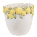 Clayre & Eef Planter Ø 20x19 cm White Yellow Stone Lemons