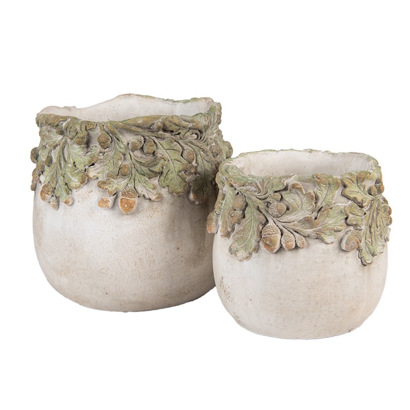 Clayre & Eef Pot de fleurs Ø 15x13 cm Beige Pierre