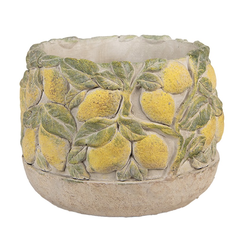 Clayre & Eef Planter Ø 19x15 cm Beige Stone Lemons