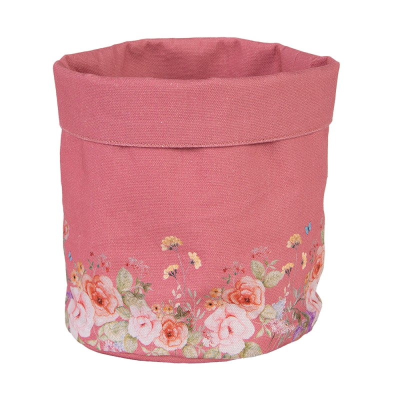 Clayre & Eef Broodmand Ø 15x16 cm Roze Katoen Rond Bloemen