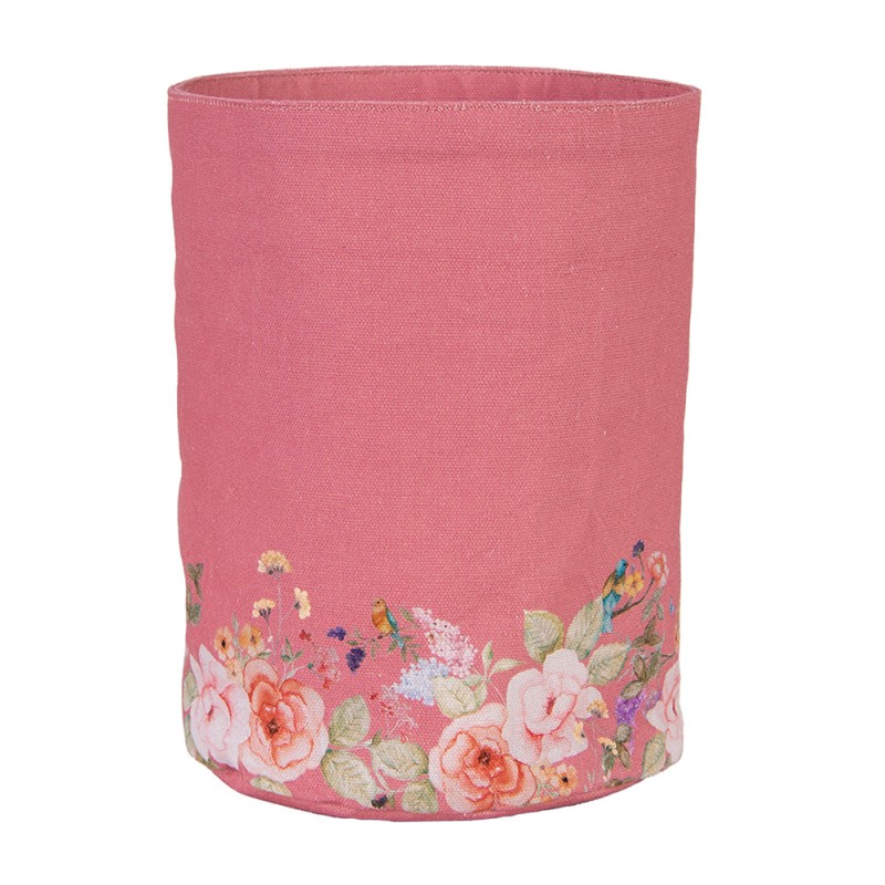Clayre & Eef Broodmand Ø 15x16 cm Roze Katoen Rond Bloemen