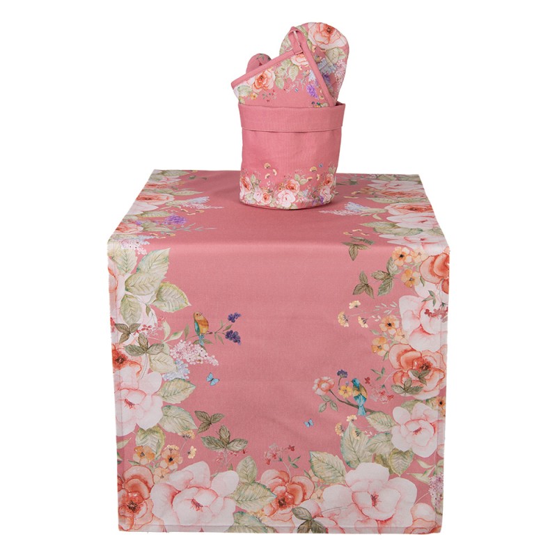 Clayre & Eef Broodmand Ø 15x16 cm Roze Katoen Rond Bloemen