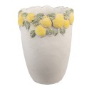 Clayre & Eef Planter Ø 17x23 cm White Yellow Stone Lemons
