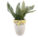 Clayre & Eef Planter Ø 17x23 cm White Yellow Stone Lemons