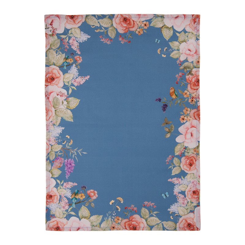 Clayre & Eef Asciugamani da cucina 50x70 cm Blu Cotone Fiori