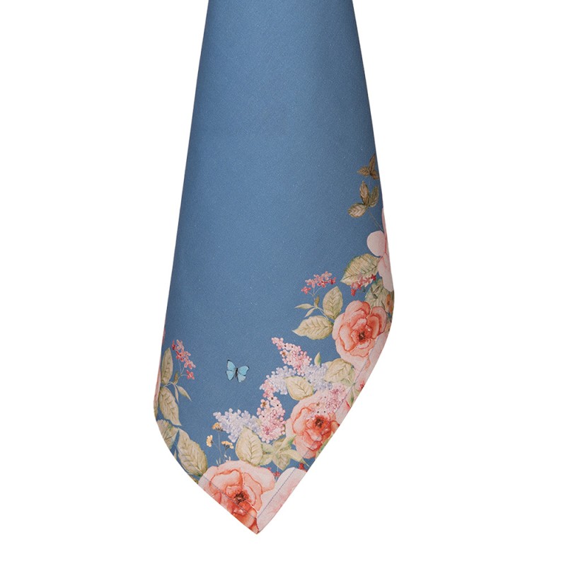 Clayre & Eef Asciugamani da cucina 50x70 cm Blu Cotone Fiori