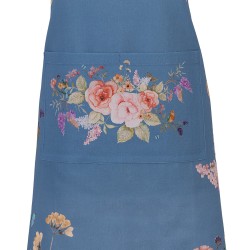 Clayre & Eef Küchenschürze 70x85 cm Blau Baumwolle Blumen