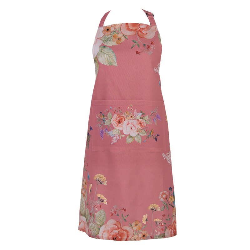 Clayre & Eef Grembiule da cucina 70x85 cm Rosa Cotone Fiori