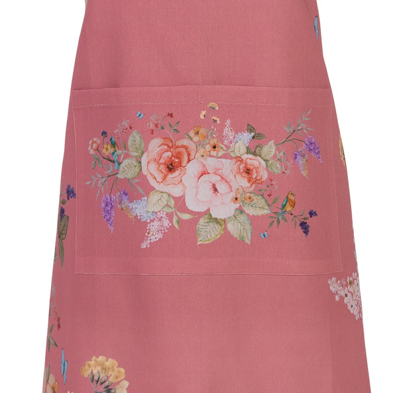 Clayre & Eef Grembiule da cucina 70x85 cm Rosa Cotone Fiori