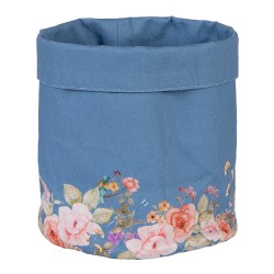 Clayre & Eef Corbeille à pain Ø 15x16 cm Bleu Coton Rond Fleurs