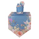 Clayre & Eef Cestino del pane Ø 15x16 cm Blu Cotone Rotondo Fiori