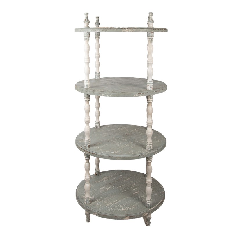 Clayre & Eef Freestanding shelf Ø 80x175 cm Green Beige Wood