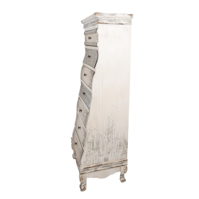 Clayre & Eef Schubladenschrank 56x43x145 cm Weiß Grau Holz