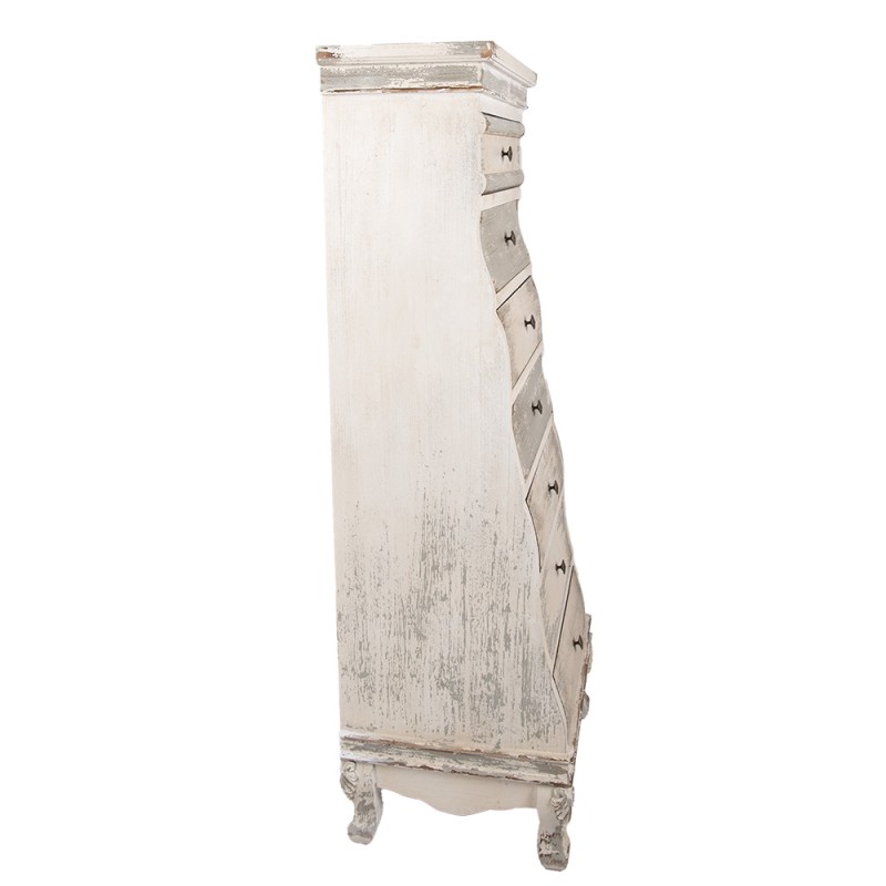Clayre & Eef Schubladenschrank 56x43x145 cm Weiß Grau Holz