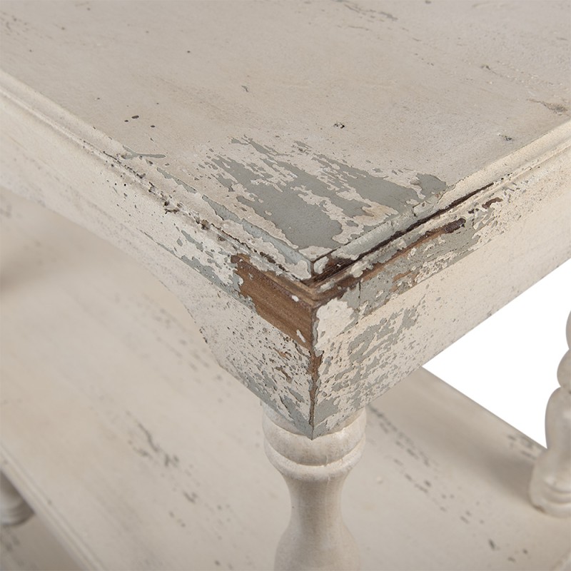 Clayre & Eef Side Table 140x40x92 cm White Beige Wood