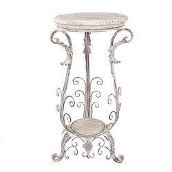 Clayre & Eef Plant Table 40x40x75 cm White Brown Metal Wood
