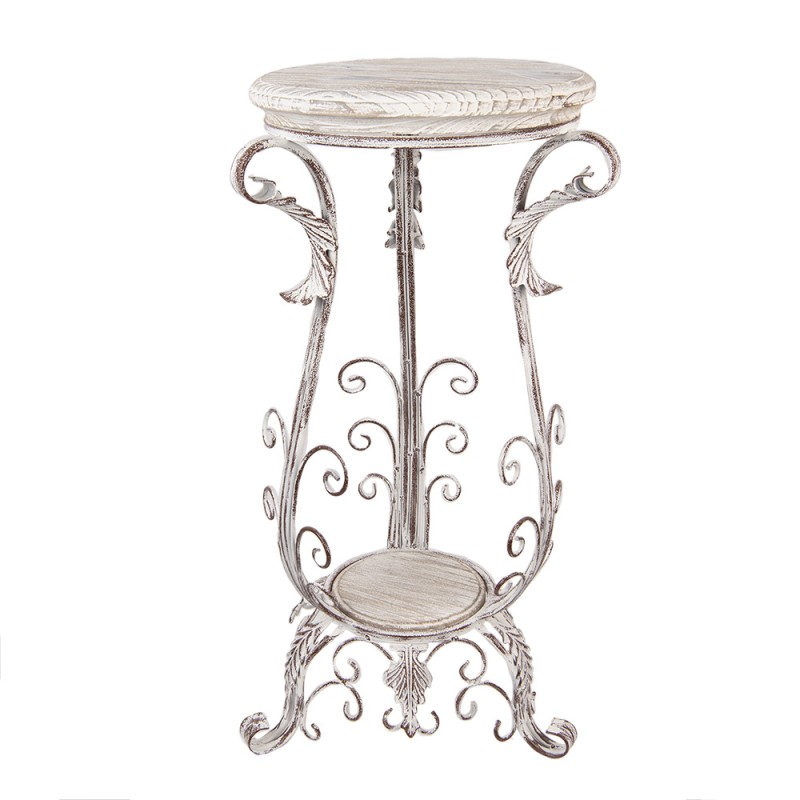 Clayre & Eef Plant Table 40x40x75 cm White Brown Metal Wood
