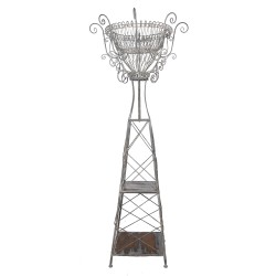 Clayre & Eef Porte-plante 89x89x230 cm Gris Marron Métal Bois