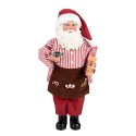 Clayre & Eef Kerstdecoratie Beeld Kerstman 22x19x45 cm Rood Textiel op Kunststof