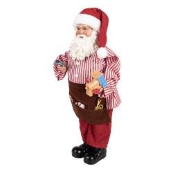 Clayre & Eef Kerstdecoratie Beeld Kerstman 22x19x45 cm Rood Textiel op Kunststof