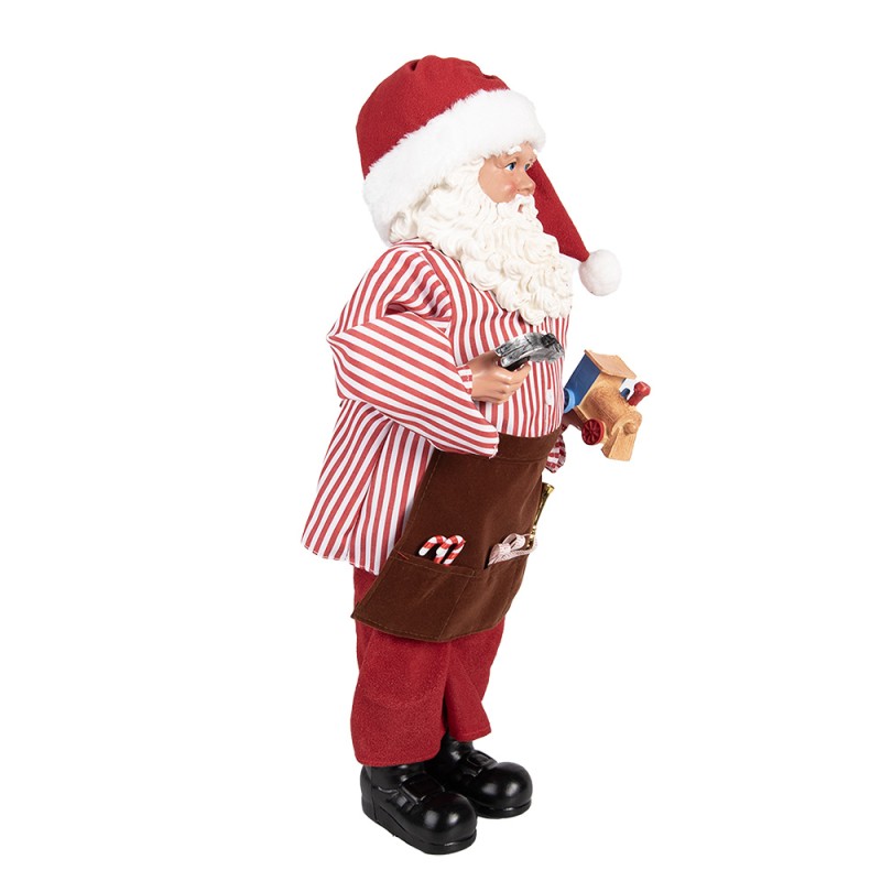 Clayre & Eef Kerstdecoratie Beeld Kerstman 22x19x45 cm Rood Textiel op Kunststof