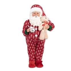 Clayre & Eef Décoration de Noël Image Père Noël 22x19x45 cm Rouge Textile sur plastique