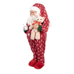 Clayre & Eef Décoration de Noël Image Père Noël 22x19x45 cm Rouge Textile sur plastique