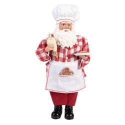Clayre & Eef Weihnachtsdekorationsfigur Weihnachtsmann 22x19x45 cm Rot Textil auf Kunststoff