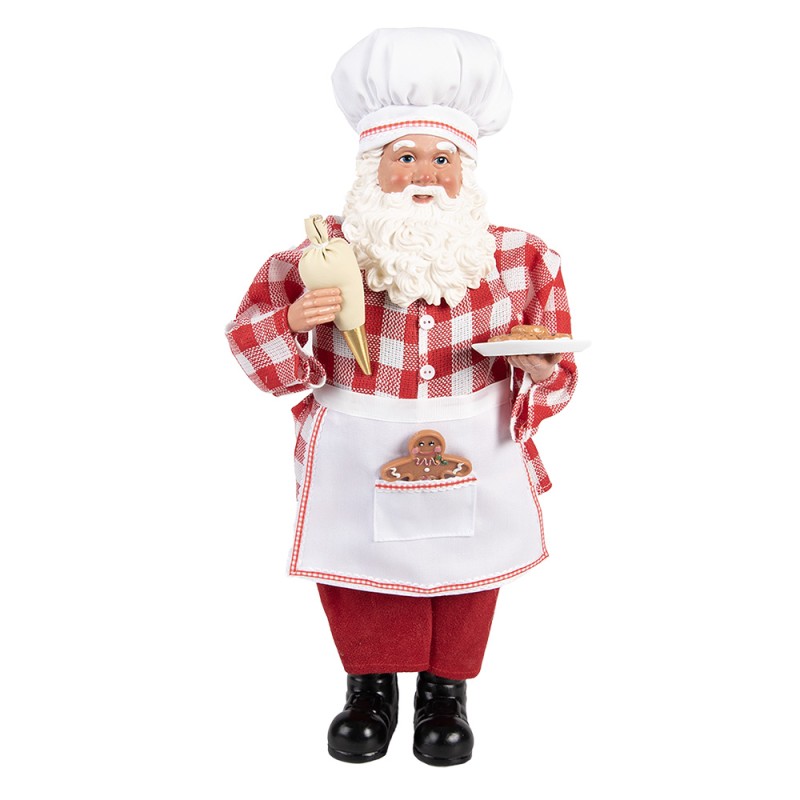 Clayre & Eef Weihnachtsdekorationsfigur Weihnachtsmann 22x19x45 cm Rot Textil auf Kunststoff