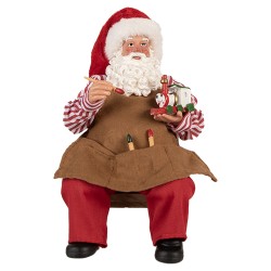 Clayre & Eef Christmas Decoration Figurine Santa Claus 13x10x28 cm Red Textile on Plastic