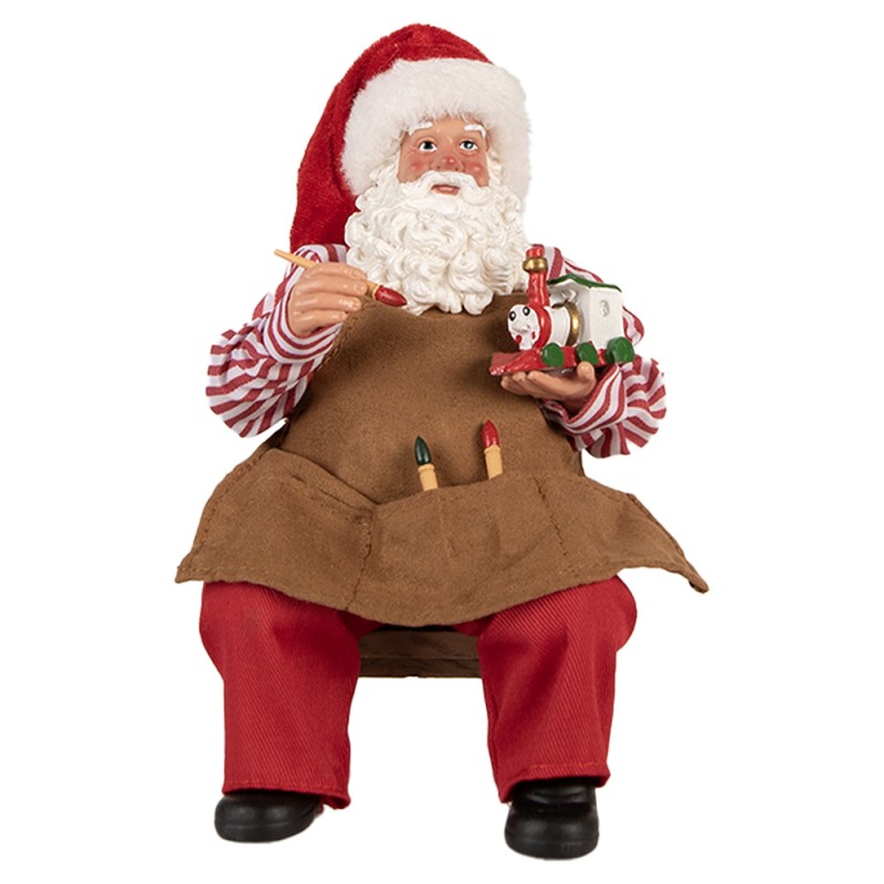 Clayre & Eef Christmas Decoration Figurine Santa Claus 13x10x28 cm Red Textile on Plastic