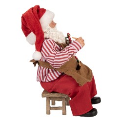 Clayre & Eef Christmas Decoration Figurine Santa Claus 13x10x28 cm Red Textile on Plastic