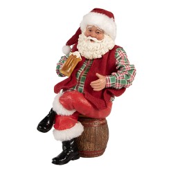 Clayre & Eef Weihnachtsdekorationsfigur Weihnachtsmann 13x10x28 cm Rot Textil auf Kunststoff