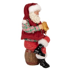Clayre & Eef Weihnachtsdekorationsfigur Weihnachtsmann 13x10x28 cm Rot Textil auf Kunststoff