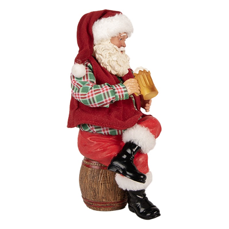 Clayre & Eef Weihnachtsdekorationsfigur Weihnachtsmann 13x10x28 cm Rot Textil auf Kunststoff