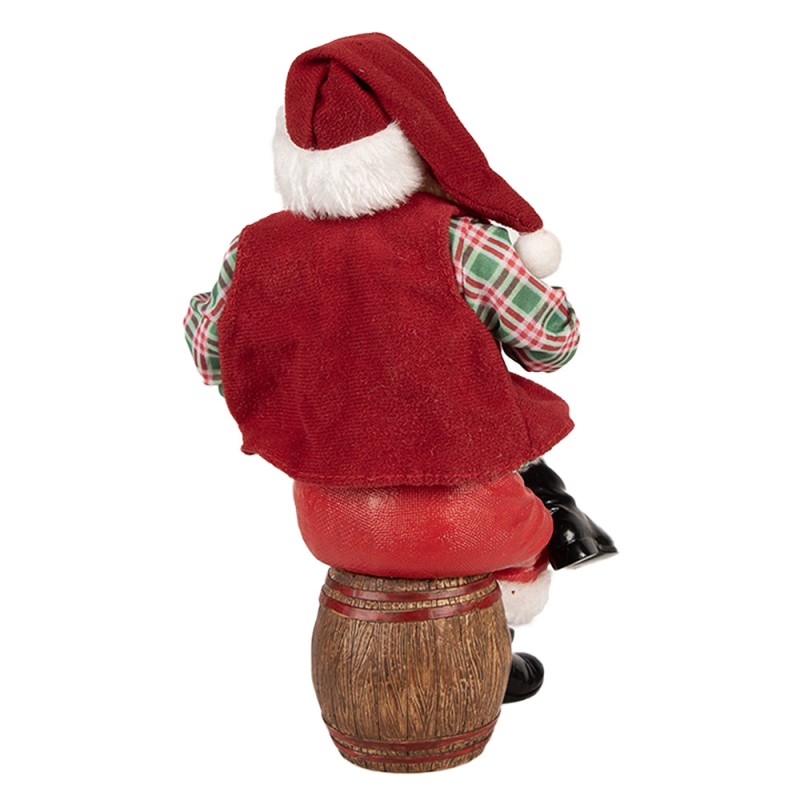 Clayre & Eef Weihnachtsdekorationsfigur Weihnachtsmann 13x10x28 cm Rot Textil auf Kunststoff