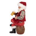 Clayre & Eef Weihnachtsdekorationsfigur Weihnachtsmann 13x10x28 cm Rot Textil auf Kunststoff