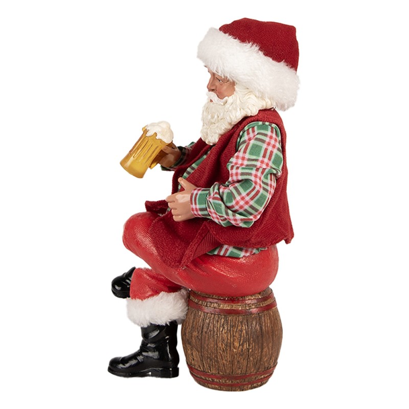 Clayre & Eef Weihnachtsdekorationsfigur Weihnachtsmann 13x10x28 cm Rot Textil auf Kunststoff