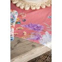 Clayre & Eef Tischdecke 100x100 cm Rosa Baumwolle Quadrat Blumen