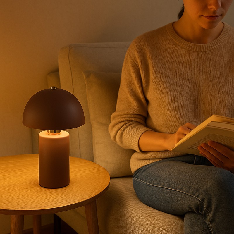 Gabriël Mushroom Table Lamp Ø 18x30 cm Brown Metal