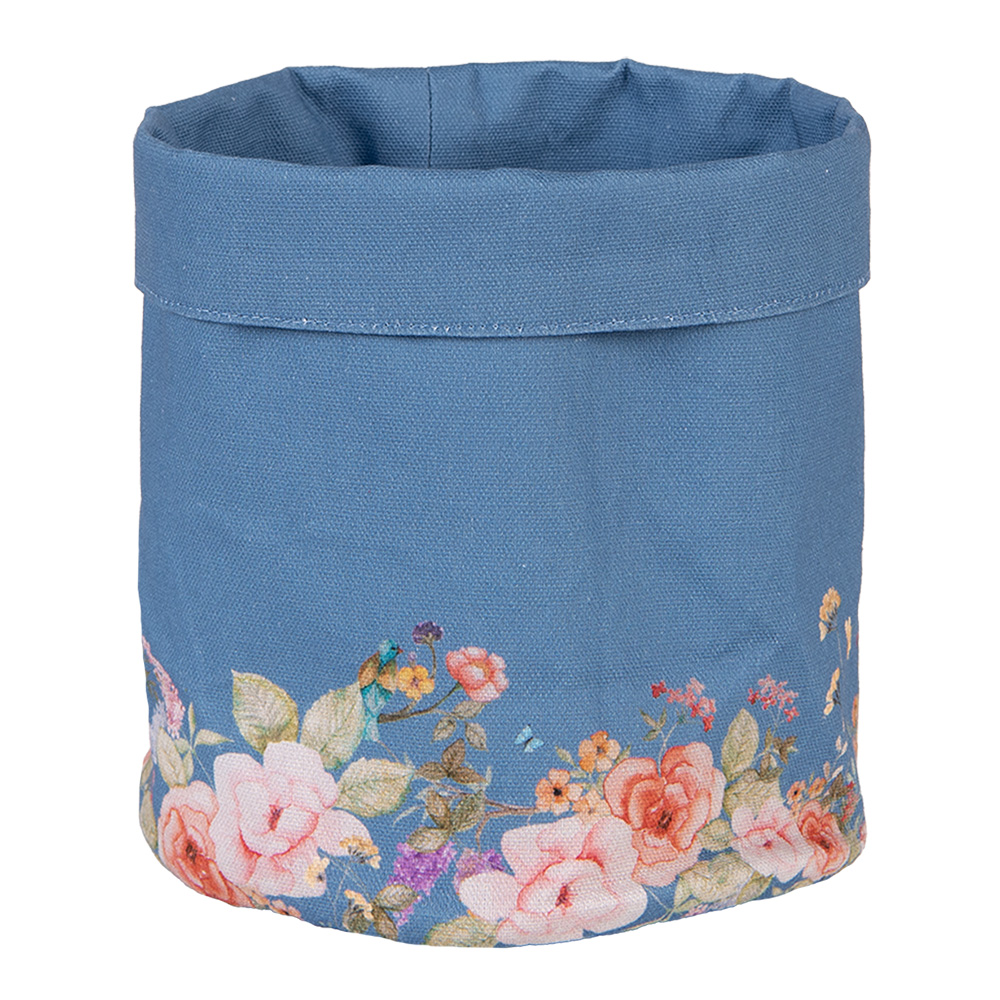 Clayre&Eef BroodmandØ 15x16 cm Blauw Katoen Bloemen afbeelding