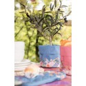Clayre & Eef Corbeille à pain Ø 15x16 cm Bleu Coton Rond Fleurs