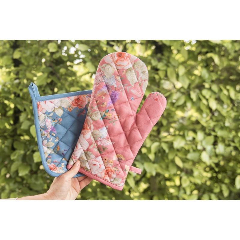 Clayre & Eef Manique 20x20 cm Bleu Coton Fleurs