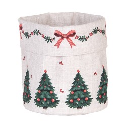 Clayre & Eef Corbeille à pain Ø 15x16 cm Beige Coton Rond Noël